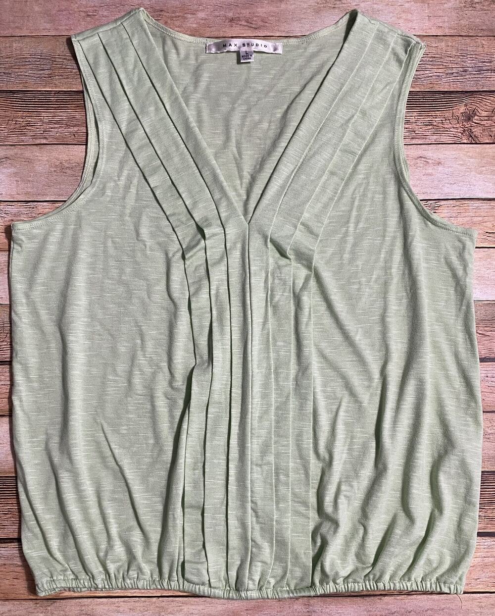Max Studio Womens Size L Heathered Green Sleeveless Blouse